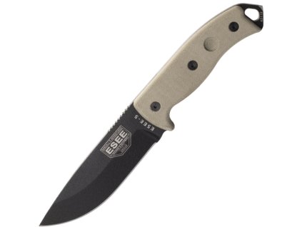 Esee Knives Model 5 Black Blade, Desert Tan Handle 5P-E Survival Knife With Kydex Sheath