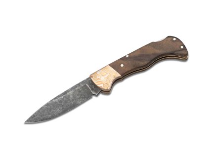 Böker Folding Hunter Mokume Walnut Black Stonewash