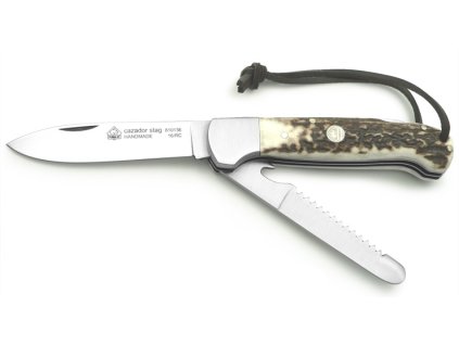 Nóż składany PUMA IP Cazador z poroża i piłką