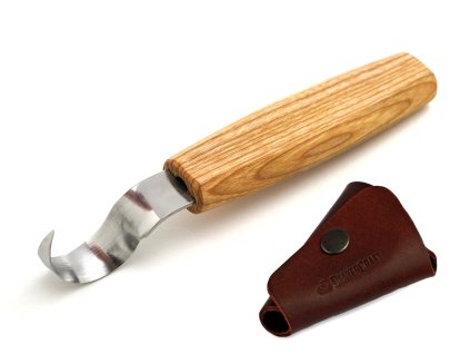 BeaverCraft Dłutko do łyżek SK1S Oak – 25 mm, dębowa rękojeść, skórzane etui