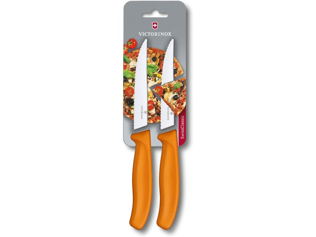 victorinox pizza knife orange swissclassic wavy 2 pieces blistered