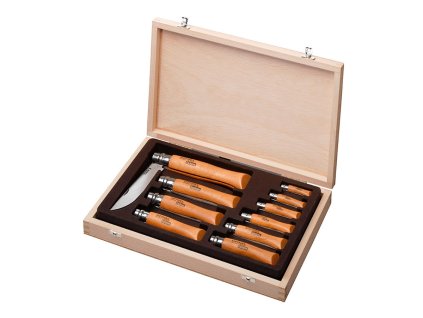 sada nozov opinel 10 ks uhlikova ocel dreveny box