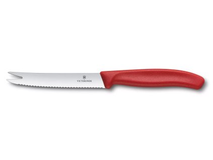 victorinox swiss classic cheese and sausage knife with fork tip 11 cm red
