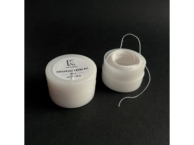 Knihařská lněná nit v pouzdru bílá