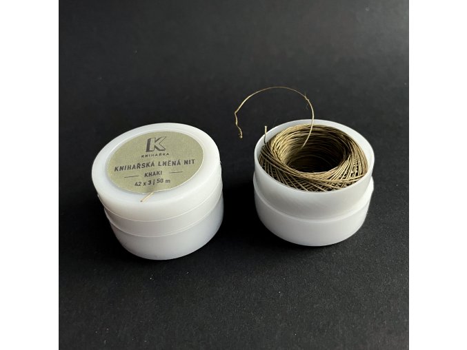 khaki kniharska lnena nit