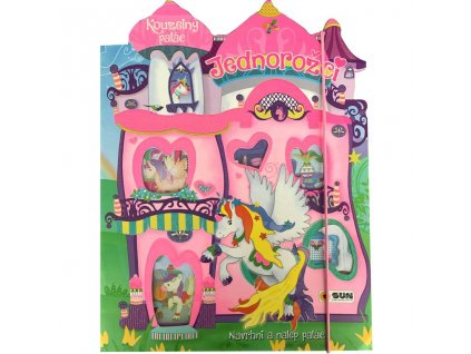 Jednorožci kouzelný palác - navrhni a nalep palác - růžový