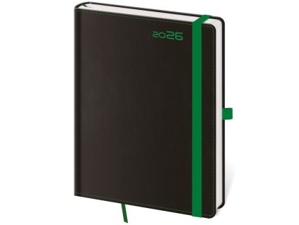 diar tydenni a5 black green s poutkem na propisku cerna zelena 2026