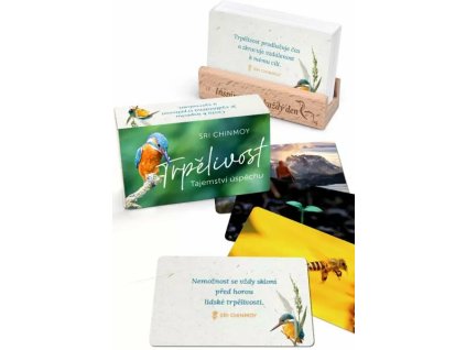 trpelivost tajemstvi uspechu karty s drevenym stojankem 1