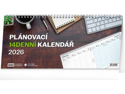 Kalendář 2026 stolní: Pracovní - 14denní, 33 x 14,5 cm