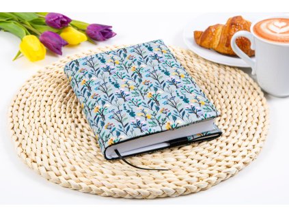 obal na knihu knihobal latkovy textilni rostouci zelená květiny 1