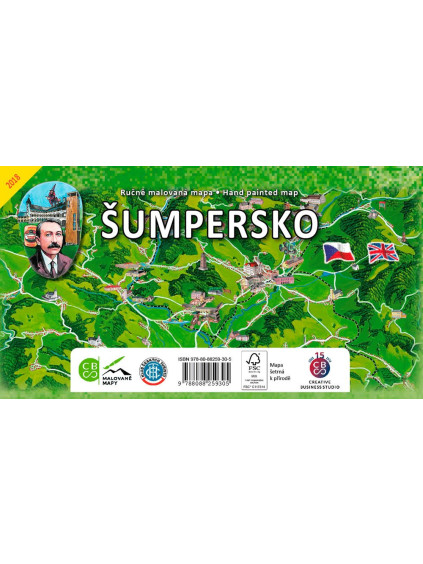 Šumpersko - Ručně malovaná mapa