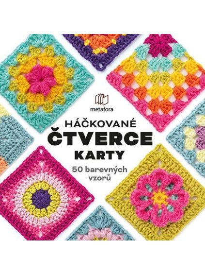 Háčkované čtverce Karty - 50 barevných vzorů