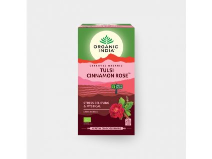 Ájurvédský čaj Tulsi skořice s růží Organic India 25 sáčků