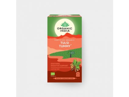 Ájurvédský porcovaný čaj Tulsi Tummy  správné trávení Organic india 25 sáčků