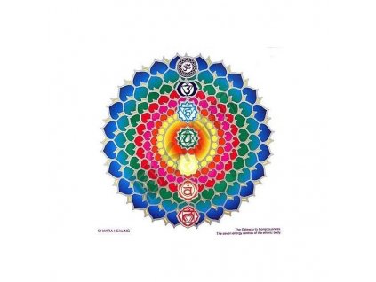 Sluneční mandala nálepka na okno Čakra (Sunseal V Chakra Healing), 14cm