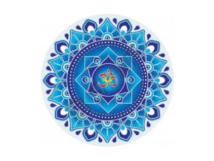 Mandala nálepka na okno ÔM (Sunseal V Blue Ohm), 14cm