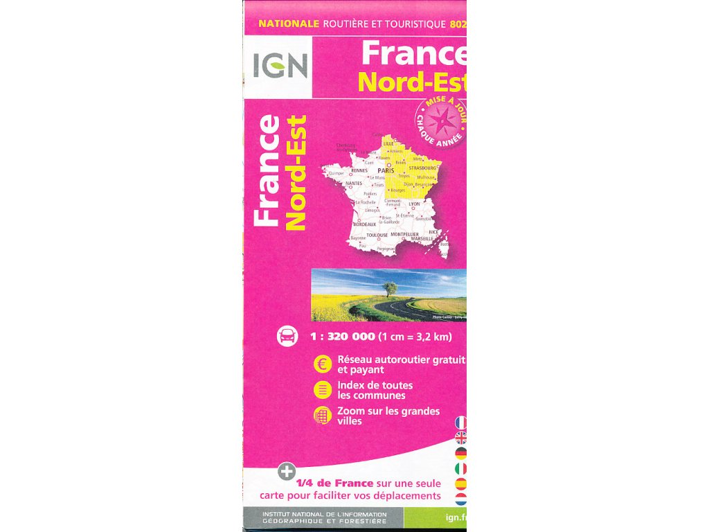 mapa France Nord-Est 1:320 t. (severovýchod Francie)