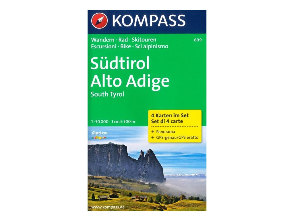 Südtirol, Alto Adige, Jižní Tyrolsko - set 4 map (Kompass 699)