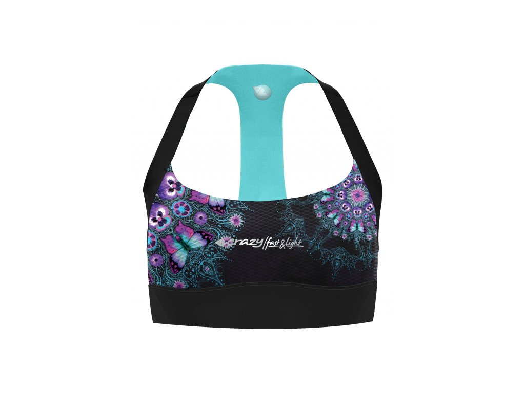 Crazy podprsenka Bra Lightning - černá/motiv motýl (Velikost L)