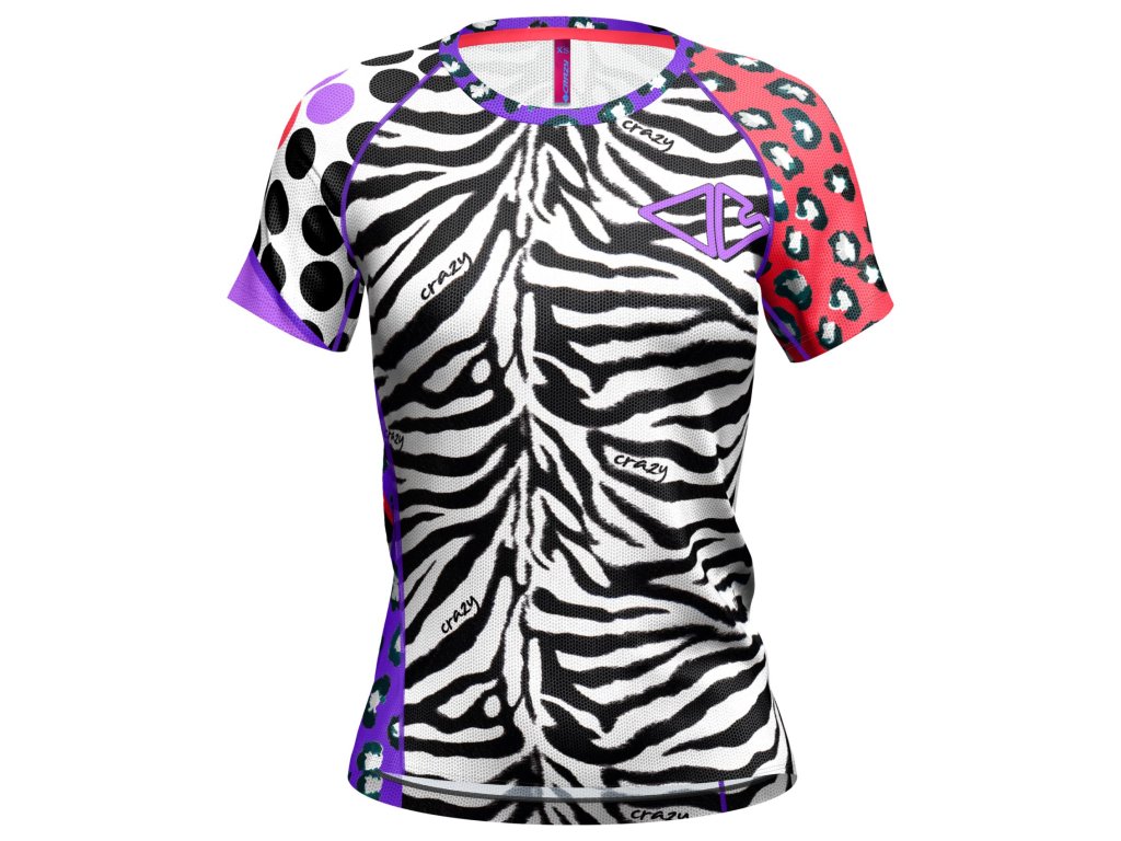 Crazy tričko Exit - dámské - černá/motiv zebra (Velikost L)