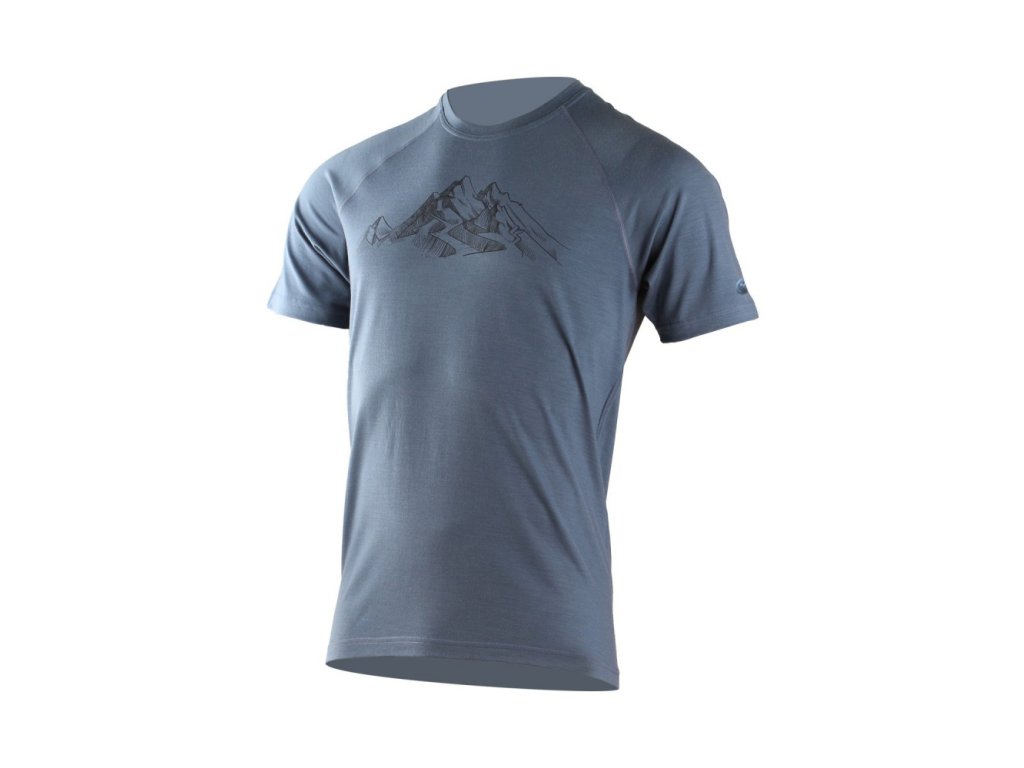 LASTING merino tričko HILL - pánské - modré (Velikost L)