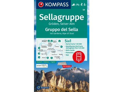Sellagruppe, Gruppo di Sella, Gröden, Val Gardena, Seiser Alm, Alpe di Siusi (Kompass - 59)