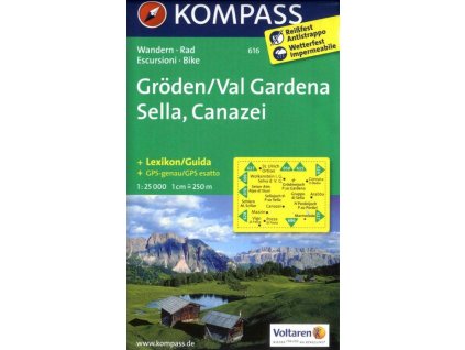 Gröden, Val Gardena, Sella, Canazei (Kompass - 616)