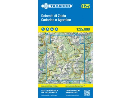 Dolomity oblasti Zoldo, Cadorine a Agordine (Tabacco - 025)