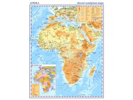 školní mapa na lavici Afrika - fyz., obrysová, A3