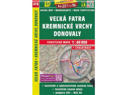 Velká Fatra, Kremnické vrchy, Donovaly  - turistická mapa č. 476
