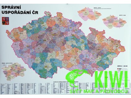nástěnná mapa ČR 1:400 t. - admin.,137x97 cm  - lišta