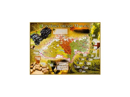 nástěnná mapa Moravy vinařská laminovaná 116 x 88 cm