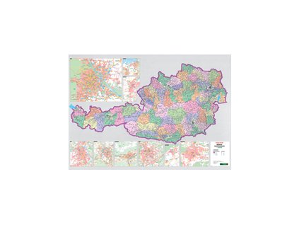 nástěnná mapa Rakousko 1:500 t. spediční - lamino,lišty,120x85