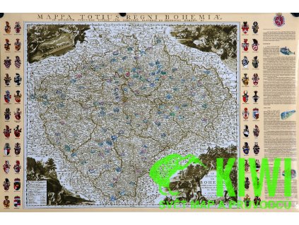 nástěnná mapa Hrady a zámky na podkladu Mullerovy mapy z roku 1720