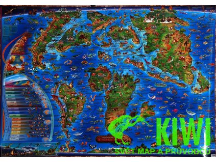 nástěnná mapa Prehistorický svět - dětská, 137x96 cm
