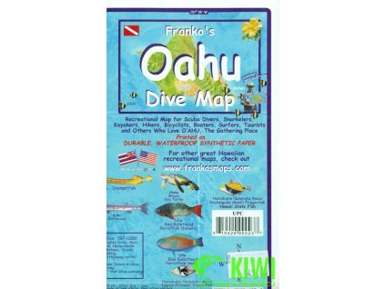 potápěčská mapa Oahu Dive Map voděodolná