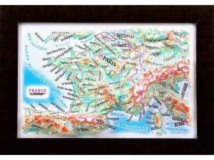 mapa France (Francie) reliéfní na magnetu 10x15 cm