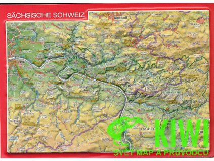 reliéfní pohlednice Sachsische Schweiz