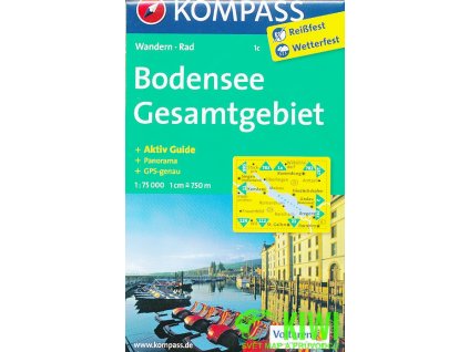 Bodensee Gesamtgebiet 1c 1:75 t., německy, laminovaná