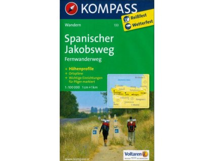 Spanischer Jakobsweg, turistická mapa svatojakubské cesty (Kompass - 133)