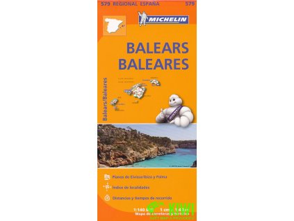 mapa Balears (Mallorca,Menorca,Ibiza,Formentera) 1:140 t.