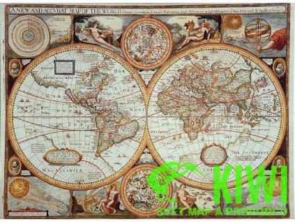 nástěnná mapa Svět antik z roku 1651- hist., lišta, 90x70 cm