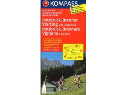 Innsbruck, Brenner, Sterzing (cyklomapa Kompass č. 3411)