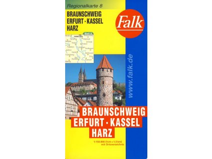 mapa Braunschweig, Erfurt-Kassel, Harz 1:150 t.