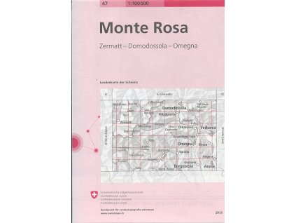 mapa Monte Rosa,Zermatt,Domodossola,Omegna 1:100 t.
