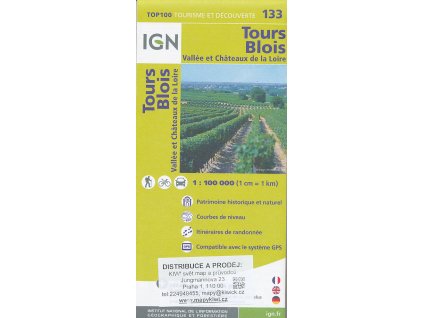 mapa Tours, Blois, Vallée at Chateaux de la Loire 1:100 t.