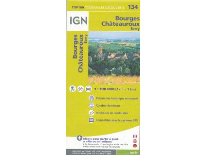 mapa Bourges,Chateauroux,Berry 1:100 t.