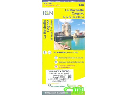 mapa La Rochelle, Cognac, Ile de Ré, Ile d'Oléron 1:100 t.  vod