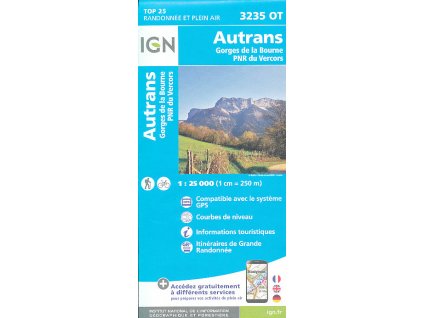 mapa Autrans, Gorges de la Bourne, PNR du Vercors 1:25 t.