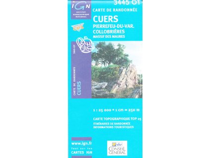 mapa Cuers, Pierrefeu-du-Var, Massif des Maures 1:25 t.